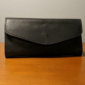 Handmade 100% leather dark blue tri-fold wallet
